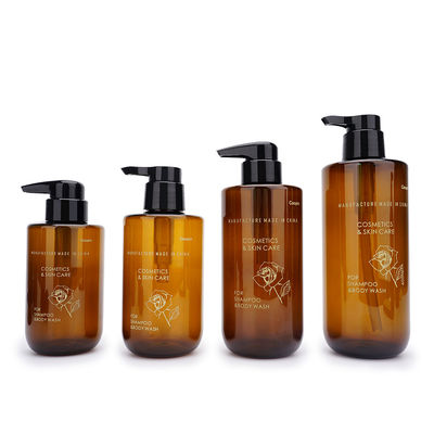 300ml 400ml 500ml 600ml Round Amber Shampoo Conditioner Botol Shampoo Plastik
