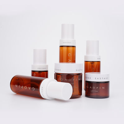 Amber Cosmetic Plastic Bottles PET Skincare Packaging Non Toxic Odorless