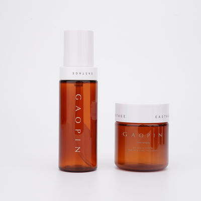 SGS Amber Kosmetik Botol Plastik 100ml 80ml PET Toner Lotion Botol Dengan Pompa